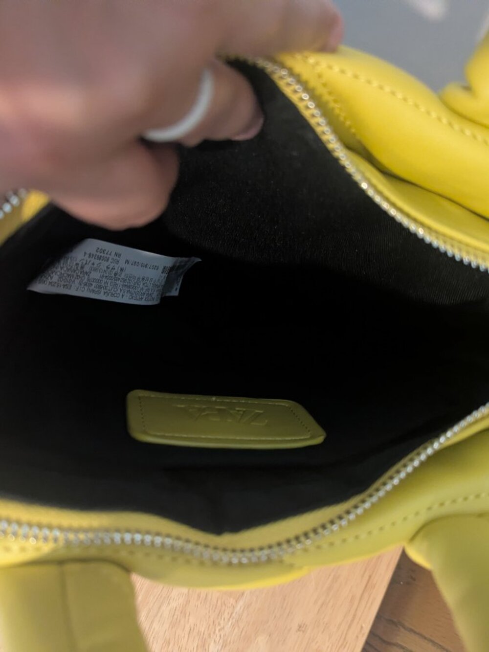 Zara Quilted Midi Tote Hand Bag/Crossbody Zip Faux Leather-Lime Green/Yellow - Picture 7 of 8